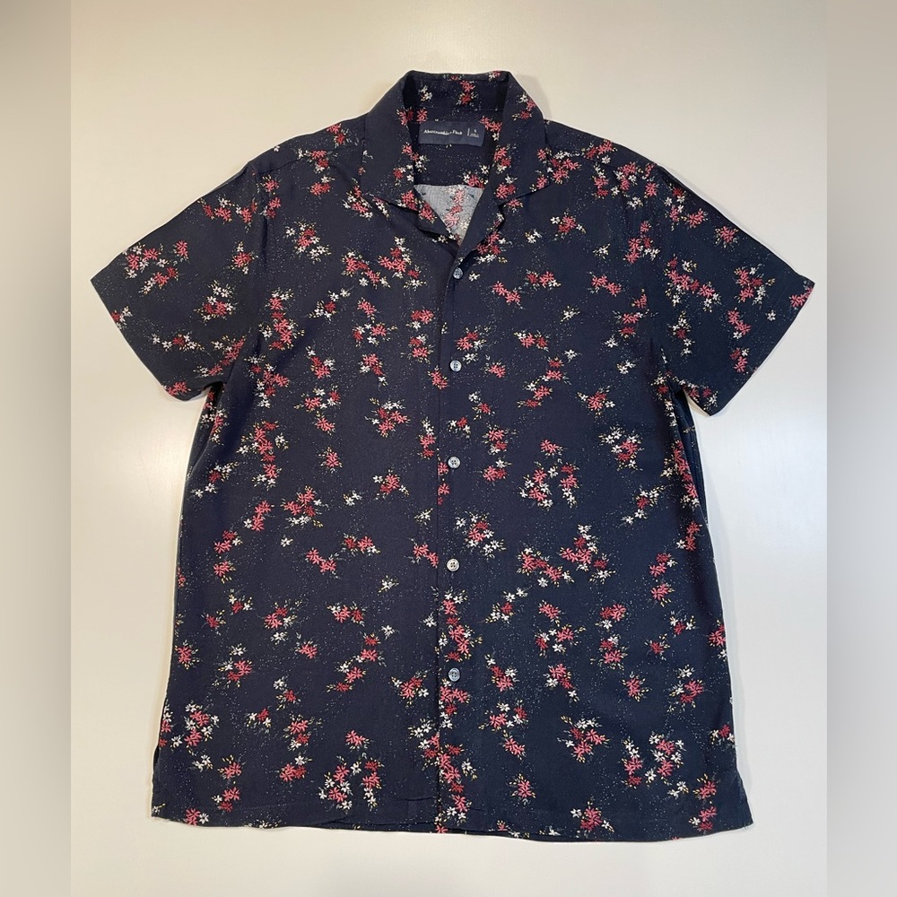 Abercrombie & Fitch Mens Short Sleeve Blue Floral Shirt Size Small